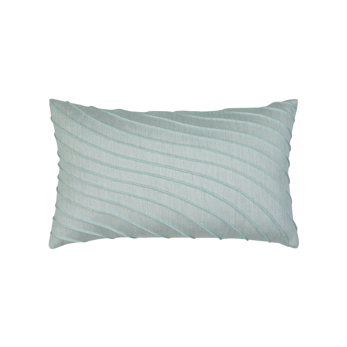 Light blue ribbed pillow on a white background