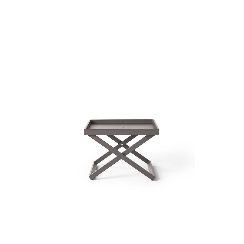 Bistro Folding Side Table with Lift-Off Tray in Quartz Grey Aluminum