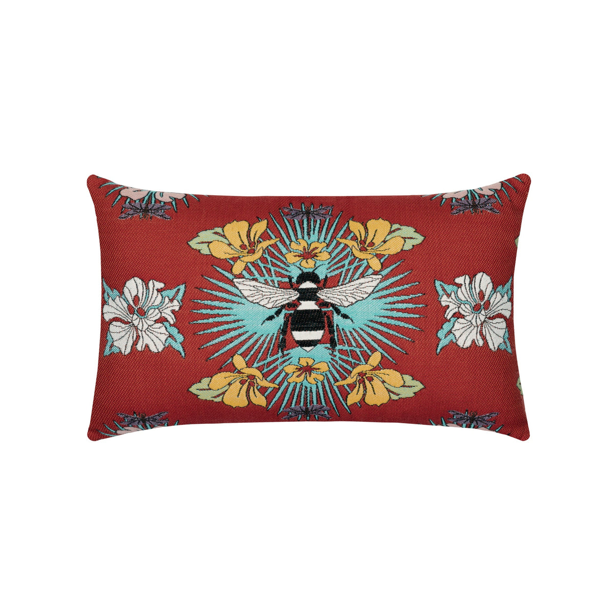 Tropical Bee Red Pillow