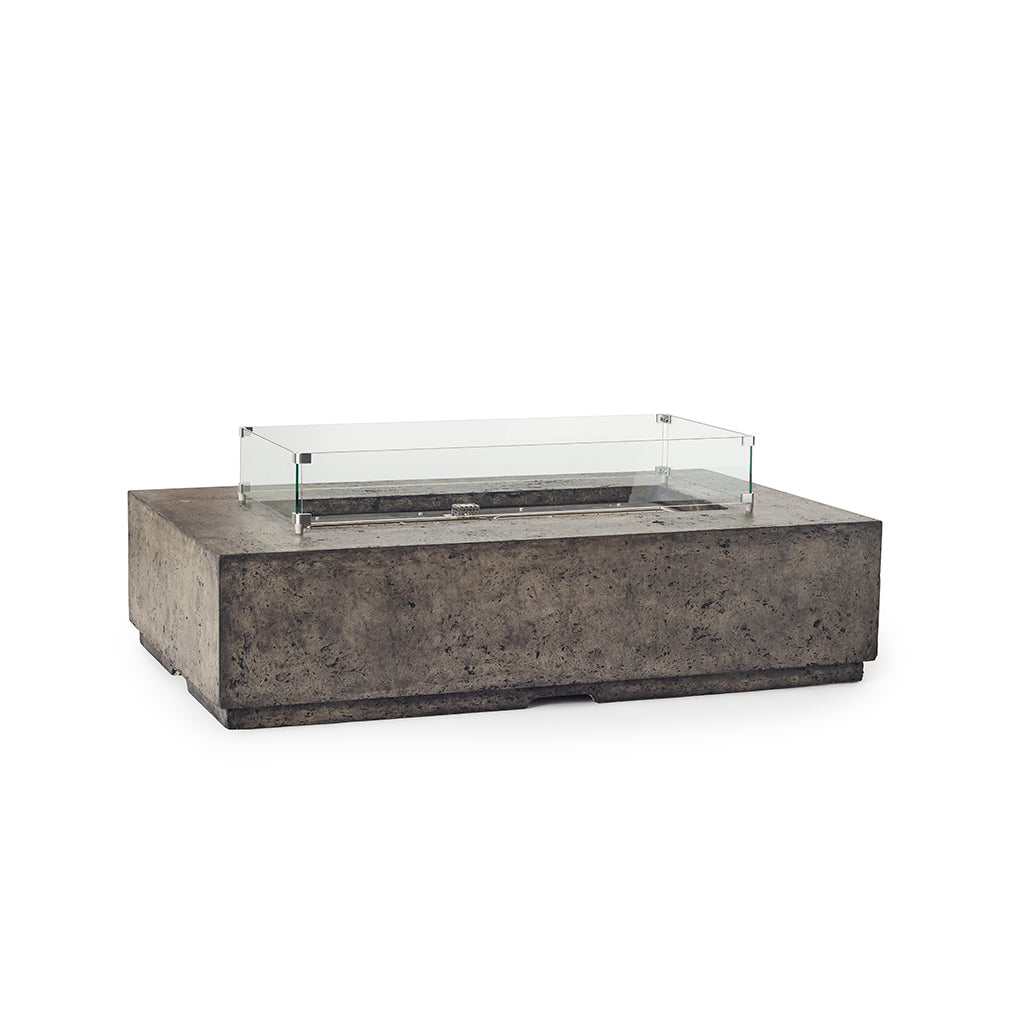 Large Rectangular Glass Fire Table Wind Guard