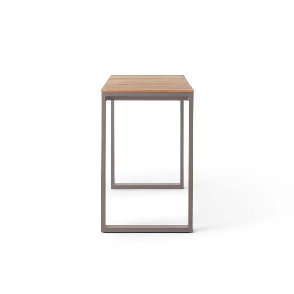 Ventura 66" Bar Table in Quartz Grey - Teak Top
