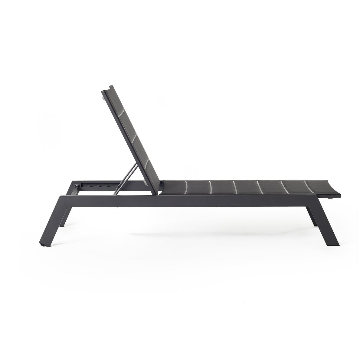 Tiburon Chaise with Padded Sling in Charcoal Aluminum